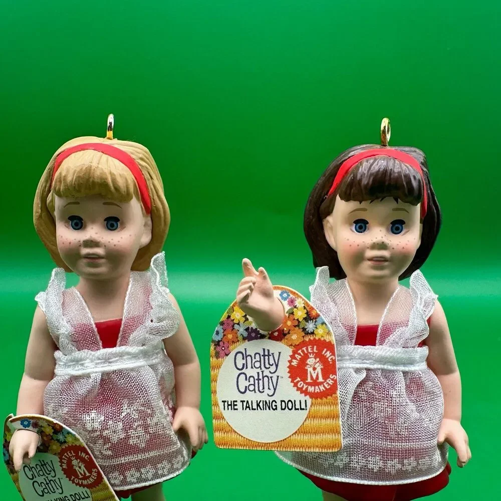 Hallmark Chatty Cathy Ornament Lot 2007 QXI7259 & 2010 Rare Blonde QXI2313